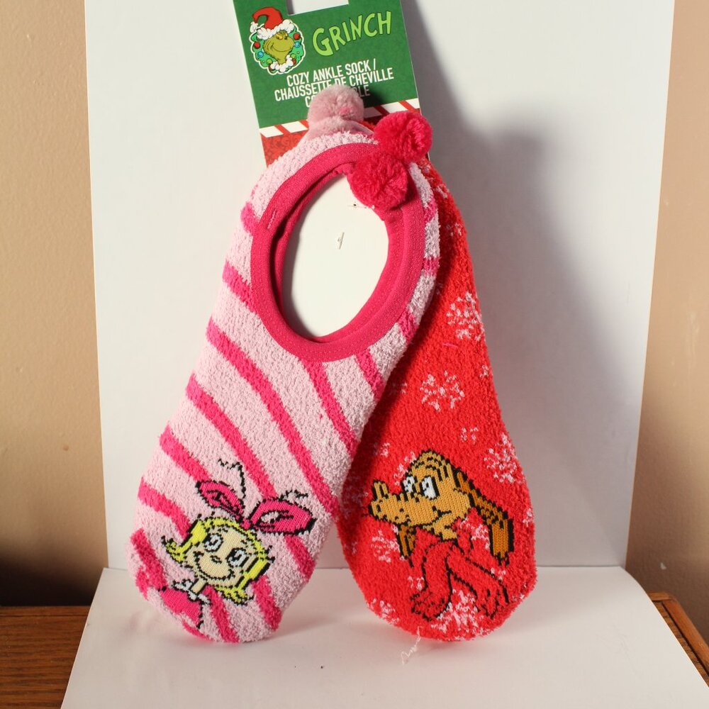 Dr. Seuss The Grinch Ankle Sock/Slippers 2pk  Grip